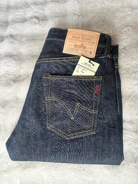 Iron Heart IH-666S-21 21oz (sz 33) Selvedge Denim Slim Straight Jeans Indigo NWT